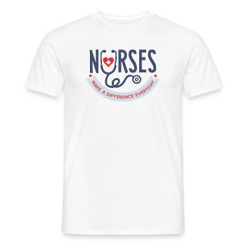 Nurses Make a Difference Everyday T-Shirt - Men's T-Shirt - white - Front - AI Model Male 178 dark (178cm)