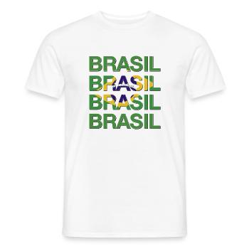 BRASIL Multiple Logo Green Yellow Blue - Men's T-Shirt - white - Front - AI Model Male 178 dark (178cm)