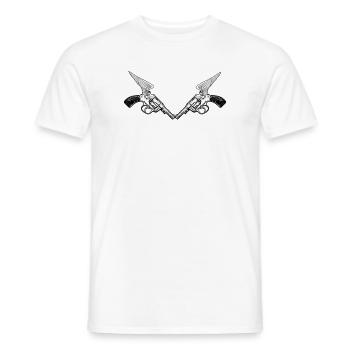 Duale Revolverflügel Grafik - Männer T-Shirt - Weiß - Vorne - AI Model Male 178 dark (178cm)