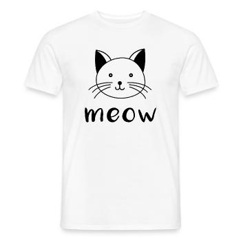 Meow Cat Cats Cats Comic Cartoon Shirt Hoodie - Men's T-Shirt - white - Front - AI Model Male 178 dark (178cm)