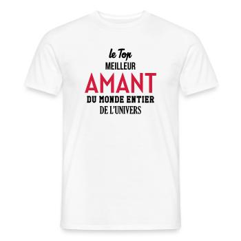 Amant / Maîtresse / Sexy / Sexe / Drague / Mariage - Men's T-Shirt - white - Front - AI Model Male 178 dark (178cm)