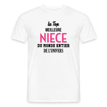 Neveu / Nièce / Famille / Oncle / Tante / Niece - T-shirt homme - blanc - Devant - AI Model Male 178 dark (178cm)