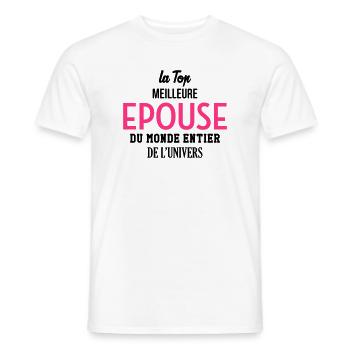 Epouse Femme Couple Saint Valentin Amour Love - T-shirt homme - blanc - Devant - AI Model Male 178 dark (178cm)