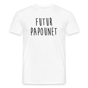 Futur Papounet / Papa / Bébé / Naissance / Père - T-shirt homme - blanc - Devant - AI Model Male 178 dark (178cm)