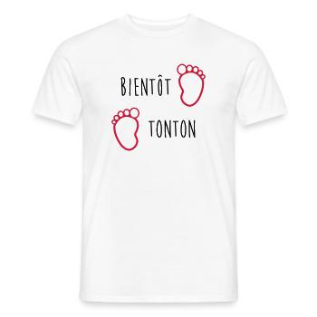 Bientôt Tonton / Bébé / Naissance / Oncle / Baby - T-shirt homme - blanc - Devant - AI Model Male 178 dark (178cm)