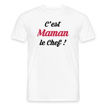 Maman - Fête des Mères - Bébé - Cuisine - Chef - T-shirt homme - blanc - Devant - AI Model Male 178 dark (178cm)