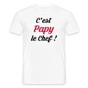 Papy / Grand Pere / Naissance / Bébé Cuisine Chef - T-shirt homme - blanc - Devant - AI Model Male 178 dark (178cm)