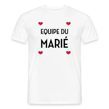 Equipe du Marié / Mariage / EVJF / EVG / Amour - T-shirt homme - blanc - Devant - AI Model Male 178 dark (178cm)