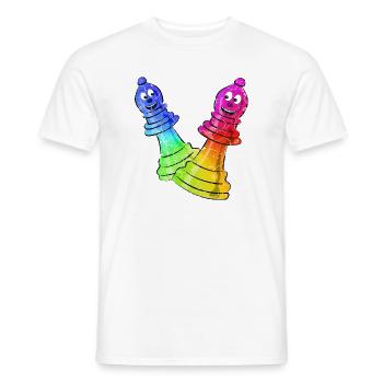 Pièces d’échecs aux couleurs néon - T-shirt homme - blanc - Devant - AI Model Male 178 dark (178cm)