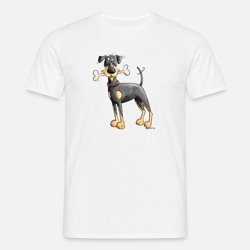 Dobermann Oder Pinscher mit Knochen - Männer T-Shirt - Weiß