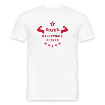 Basketball - Basket Ball - Game - Sport - Player - Men's T-Shirt - white - Front - AI Model Male 178 dark (178cm)