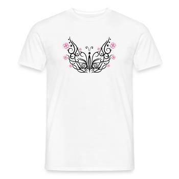 Kirschblüten Schmetterling, butterfly - T-shirt homme - blanc - Devant - AI Model Male 178 dark (178cm)