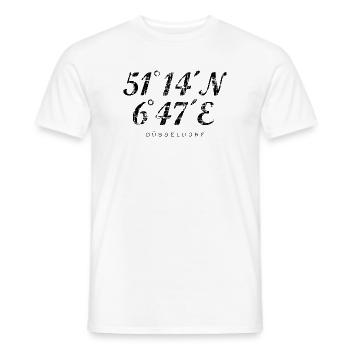 Düsseldorf Koordinaten (Vintage/Schwarz) - Männer T-Shirt - Weiß - Vorne - AI Model Male 178 dark (178cm)