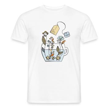 Hygge Tea Cup with Flowers - Men's T-Shirt - white - Front - AI Model Male 178 dark (178cm)