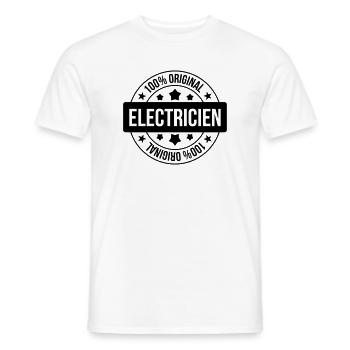 Electricien / Electricité / Travail / Métier / Job - T-shirt homme - blanc - Devant - AI Model Male 178 dark (178cm)