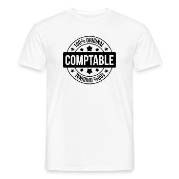 comptable / comptabilité / argent / Finance / Euro - T-shirt homme - blanc - Devant - AI Model Male 178 dark (178cm)