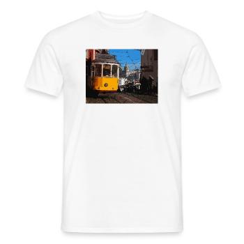 Tram in Lisbon - Men's T-Shirt - white - Front - AI Model Male 178 dark (178cm)