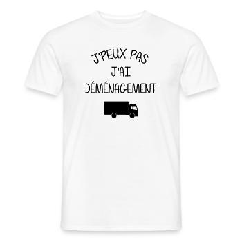 Déménageur / Déménagement / Déménager / Camion - T-shirt homme - blanc - Devant - AI Model Male 178 dark (178cm)
