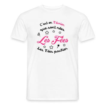 Fée / Fille / Reine / Naissance / Bébé / Février - Men's T-Shirt - white - Front - AI Model Male 178 dark (178cm)