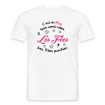 Fée / Fille / Reine / Naissance / Bébé / Mai - Men's T-Shirt - white - Front - AI Model Male 178 dark (178cm)
