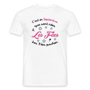 Fée / Fille / Reine / Naissance / Bébé / Septembre - Men's T-Shirt - white - Front - AI Model Male 178 dark (178cm)