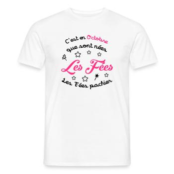 Fée / Fille / Reine / Naissance / Bébé / Octobre - Men's T-Shirt - white - Front - AI Model Male 178 dark (178cm)