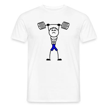 Stickmen muscle bodybuilding force railing - Men's T-Shirt - white - Front - AI Model Male 178 dark (178cm)
