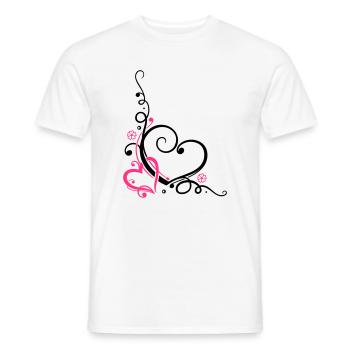 Two hearts with ornament - Men's T-Shirt - white - Front - AI Model Male 178 dark (178cm)