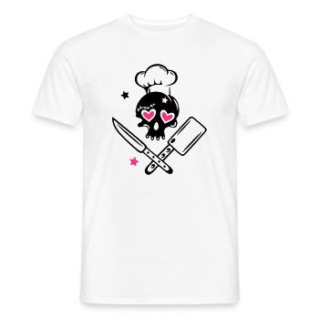 Skull girlie with cooking hat - Men's T-Shirt - white - Front - AI Model Male 178 dark (178cm)