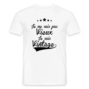Vintage_FR_H - T-shirt homme - blanc - Devant - AI Model Male 178 dark (178cm)