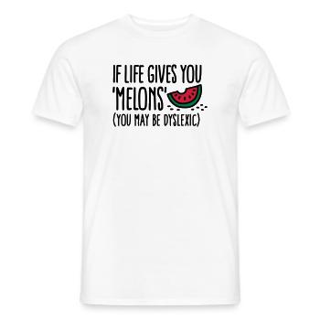 If live gives you melons, you may be dyslexic - Männer T-Shirt - Weiß - Vorne - AI Model Male 178 dark (178cm)