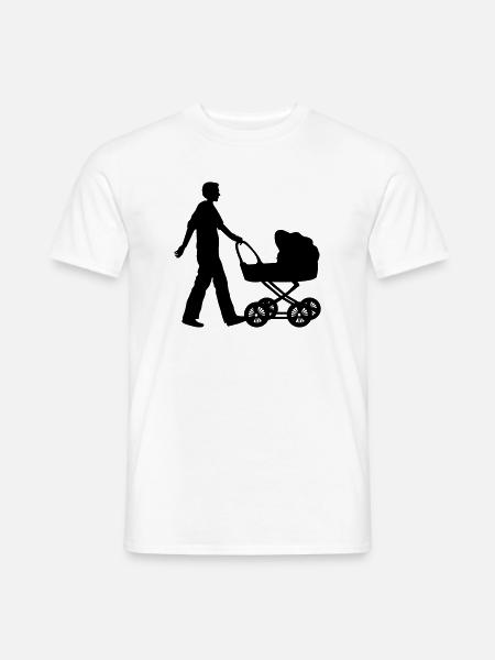vater kind kinderwagen - Männer T-Shirt - Weiß