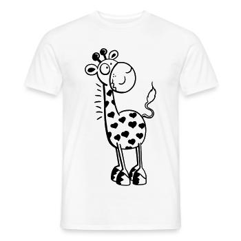 Cute Giraffe with hearts - Men's T-Shirt - white - Front - AI Model Male 178 dark (178cm)