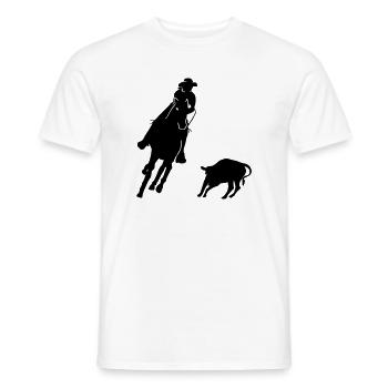 Equestrian Western Riding - Cutting - Men's T-Shirt - white - Front - AI Model Male 178 dark (178cm)