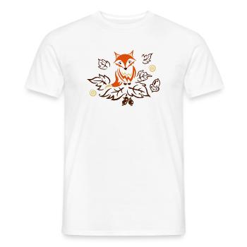 Kleiner Fuchs mit Blättern, Herbst, fox - Männer T-Shirt - Weiß - Vorne - AI Model Male 178 dark (178cm)