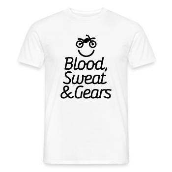 Blood sweat & gears - Motocross - Motorcycle - T-shirt homme - blanc - Devant - AI Model Male 178 dark (178cm)