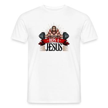 Reps 4 Jesus Strength Training - Men's T-Shirt - white - Front - AI Model Male 178 dark (178cm)