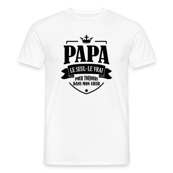 Papa - Fête des Pères - Anniversaire - Bébé - T-shirt homme - blanc - Devant - AI Model Male 178 dark (178cm)