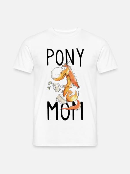 Pony Mom - Ponys - Pferd - Pferde - Fuchs - Comic - Männer T-Shirt - Weiß