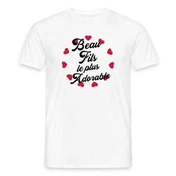 Beau Fils - Beau-Fils - Famille - Mariage - Tshirt - Men's T-Shirt - white - Front - AI Model Male 178 dark (178cm)