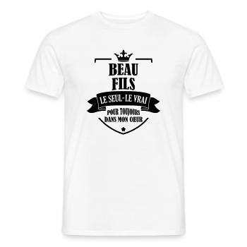 Beau Fils - Beau-Fils - Famille - Mariage - Tshirt - Men's T-Shirt - white - Front - AI Model Male 178 dark (178cm)