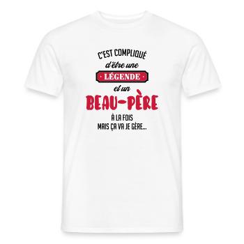 Beau-Père - Beau Papa - Famille - Père - Enfant - Men's T-Shirt - white - Front - AI Model Male 178 dark (178cm)