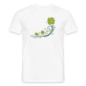St. Patricks Day. Trèfle à quatre feuilles. - T-shirt homme - blanc - Devant - AI Model Male 178 dark (178cm)