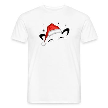 Chat Père Noël Chapeau Étoiles Scintillantes - T-shirt homme - blanc - Devant - AI Model Male 178 dark (178cm)