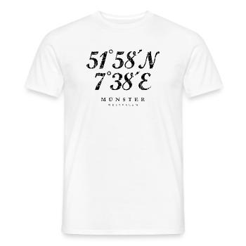 Münster Westfalen Koordinaten (Vintage/Schwarz) - Männer T-Shirt - Weiß - Vorne - AI Model Male 178 dark (178cm)