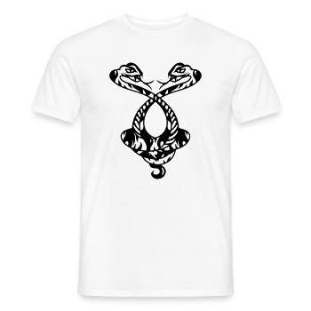 zwei Schlangen verschlungen in einem Ornament - Männer T-Shirt - Weiß - Vorne - AI Model Male 178 dark (178cm)