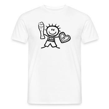 Trachten-Männchen mit Bier und Lebkuchenherz - Männer T-Shirt - Weiß - Vorne - AI Model Male 178 dark (178cm)