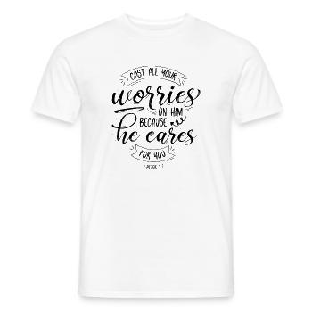 He Cares For You - Männer T-Shirt - Weiß - Vorne - AI Model Male 178 dark (178cm)