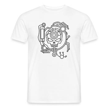 Cyber Skull Skull as a circuit - Men's T-Shirt - white - Front - AI Model Male 178 dark (178cm)