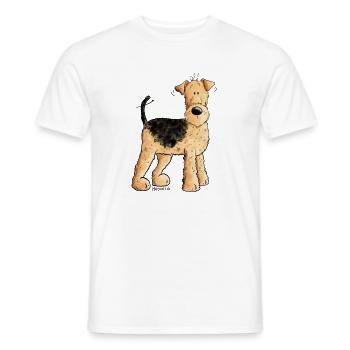 Happy Airedale Terrier I Hunde Comic - Männer T-Shirt - Weiß - Vorne - AI Model Male 178 dark (178cm)